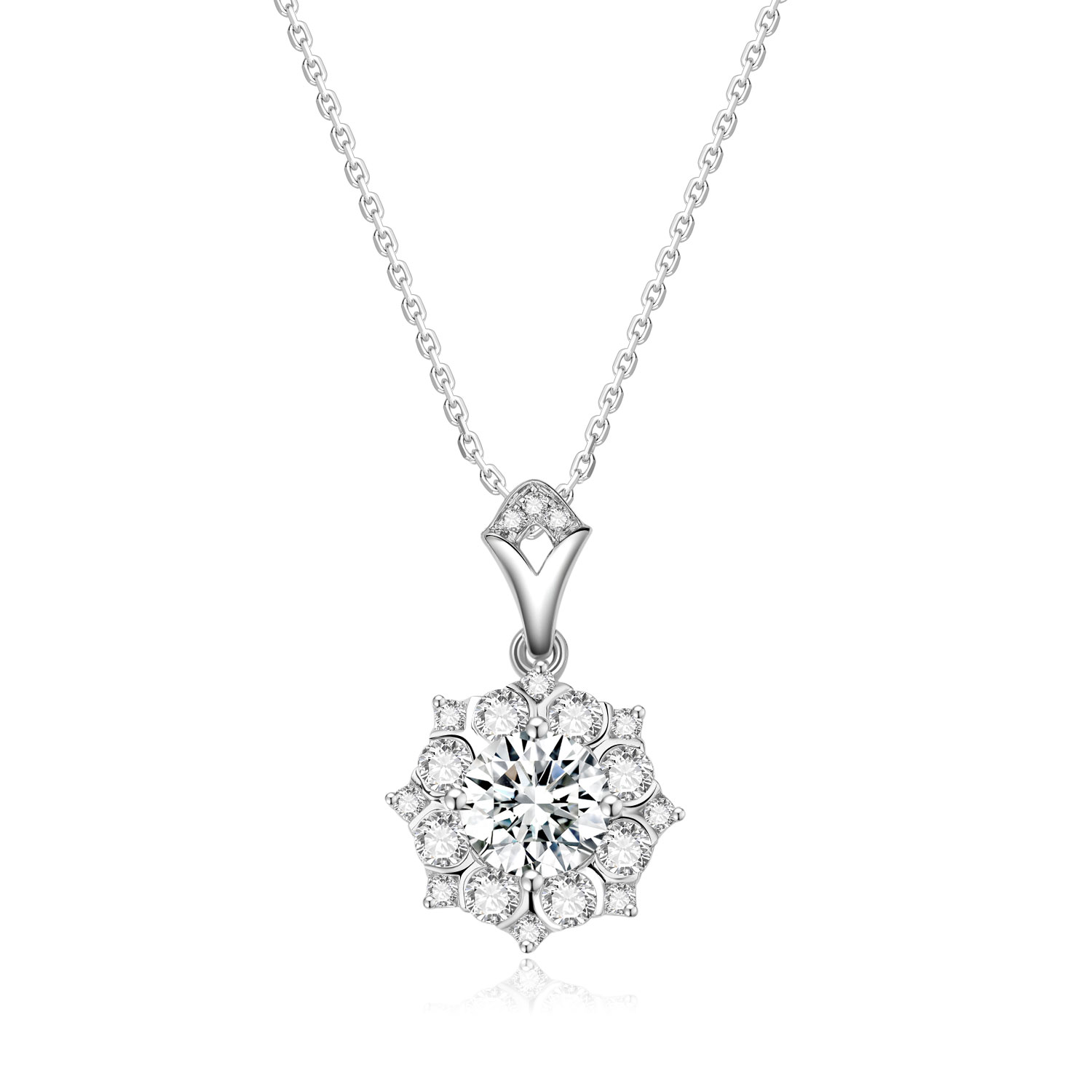 18k Gold Lab-Grown Diamond Pendant Beautiful White Diamond Jewelry For Party And Gifts