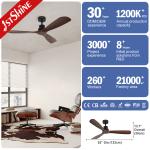 52 Inch Decorative Wooden Ceiling Fan With 5 Speed Remote Control