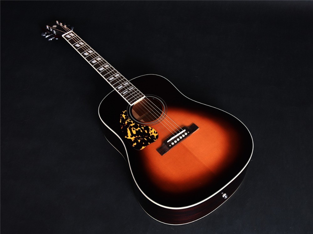 Full solid wood left hand acoustic guitar, solid spurce top, solid mahogany back and side