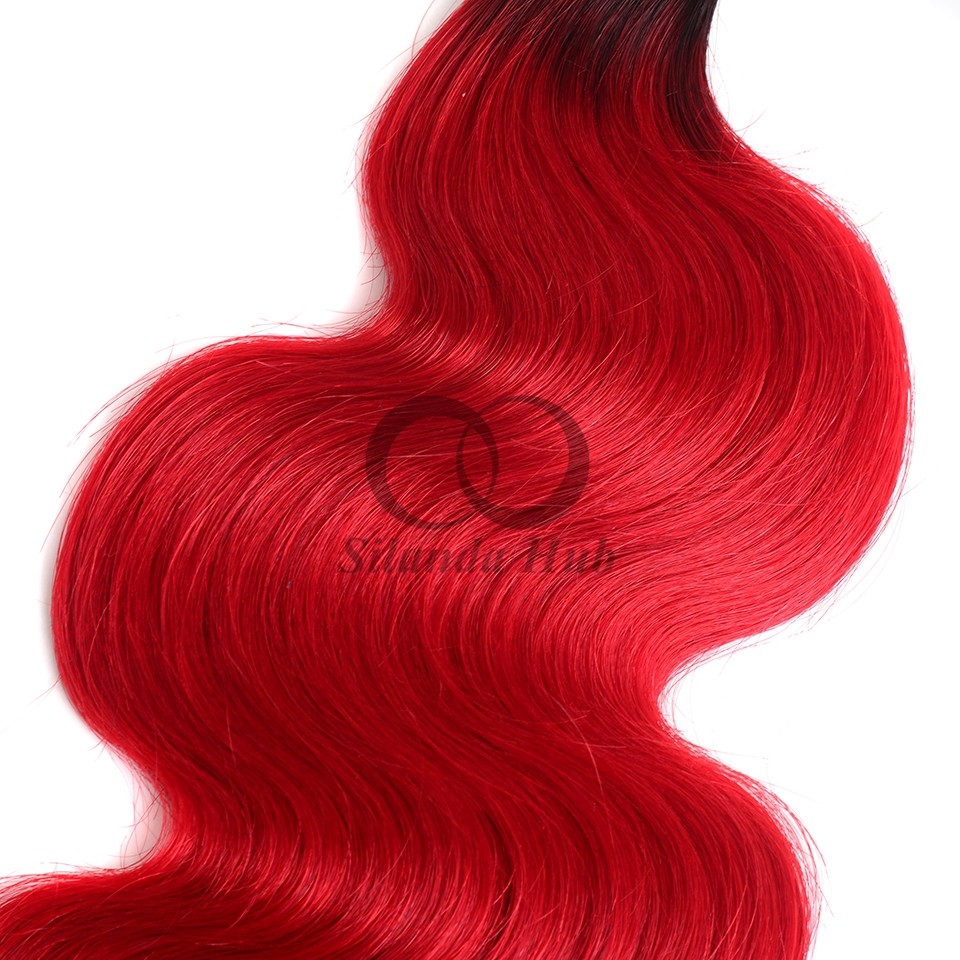 #T1B/Red Body Wave Remy Human Hair Bundles Sew In Weave Bundles Brazilian Bundle Deals
