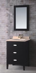 Quality Single Sink Narrow Bathroom Floor Cabinet Solid Wood With Three Drawers wholesale