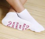 White Color Fashion Cotton Yoga Socks , Anti Slip Elastic Womens Pilates Socks