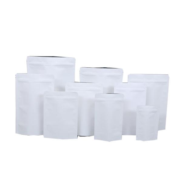 Custom Logo Doypack Resealable Zipper White Kraft Food Packaging Paper Bags with