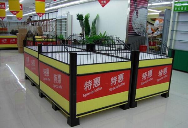 Knockdown Metallic Supermarket Promotion Display Table / Advertising Promotion