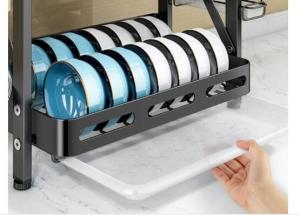 Quality Foldable Multi Layer Kitchen Shelf Floor Standing Dish Storage Rack wholesale