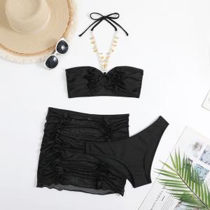 Quality New Solid Strapless Bikini Style For Summer Beach Black Sexy Swimwear New Type Comfortable Upf50+ wholesale