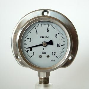 Quality 12 Bar 63mm Panel Mount Pressure Gauge Front Flange All Stainless Steel EN 837-1 wholesale