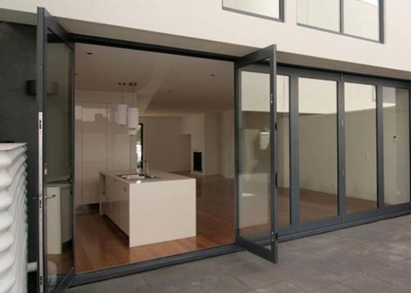 Double Glazing Tempered Glass Door Aluminium Frame , Restaurant Swing Doors