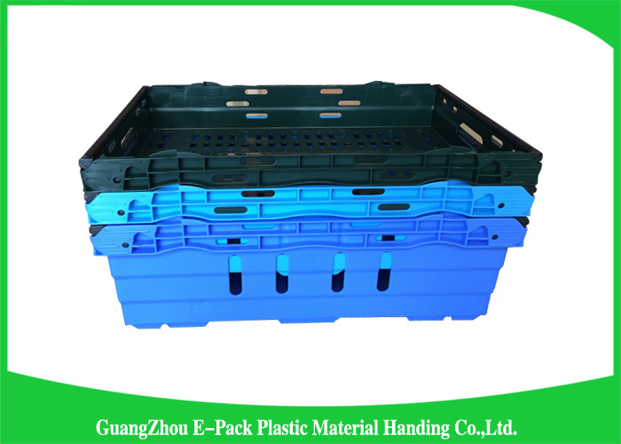 Green Vegetable Plastic Food Crates Large Vented For Cold Chain Transport