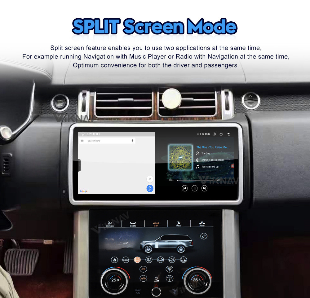 Double Din Range Rover Android Head Unit Car Radio Player AC Panel