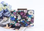 Flowers painting printed surface pu metal frame rectangle shaped pu clutch bag