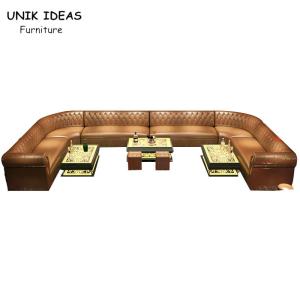 Quality 3m Wide 12 Seater Custom U Shaped Club Lounge Sofa With Chaise Strip wholesale