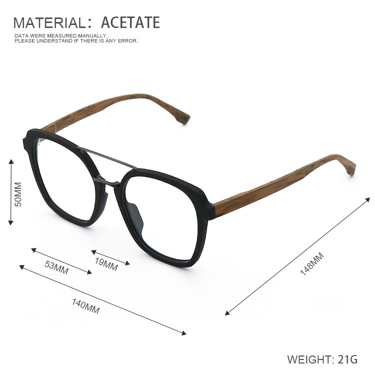 New Fashionable Woodgrain Glasses Unisex Full Rim Acetate Glasses Frame MR 6107