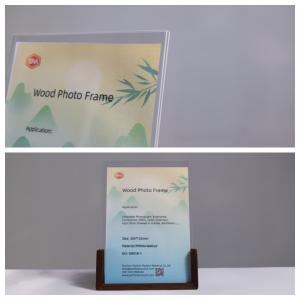 Quality Vertically Oriented Top Insert Tabletop Acrylic Photo Frame With Wood Base wholesale