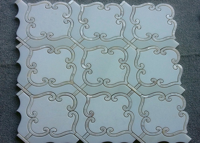 Pure White Marble Natural Stone Mosaic Tile Shell Polished Finish 10 MM Thickness