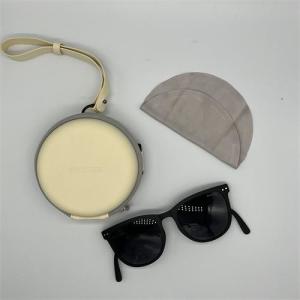 Quality Portable Removable Strap Fashionable Sport Skin-Friendly Synthetic Leather Circle Folding Sunglasses Case wholesale