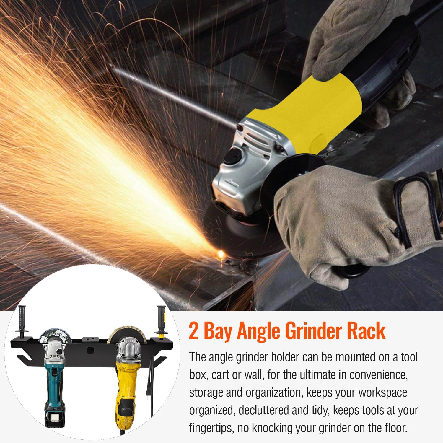 Multi-Purpose Wall Mount Grinder Stand with Cord Hanger and Tool Stand Storage Rack Holder