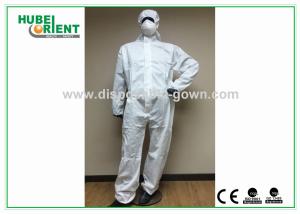Quality Type 5/6 Disposable Coveralls With Hood Splash Proof SMS Chemical Coveralls wholesale