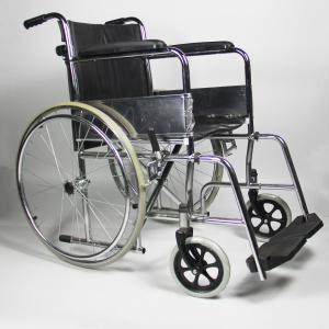 Quality Powder Coating Folding Steel Wheelchair Flip Back PU Seat and Armrest wholesale
