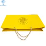 Handmade Flat Bottom Gold Gift Bags With Handles Hot Stamping