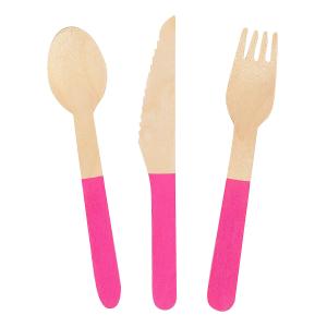 Quality 160mm Dyeing wooden cutlery Disposable wooden cutlery set wholesale