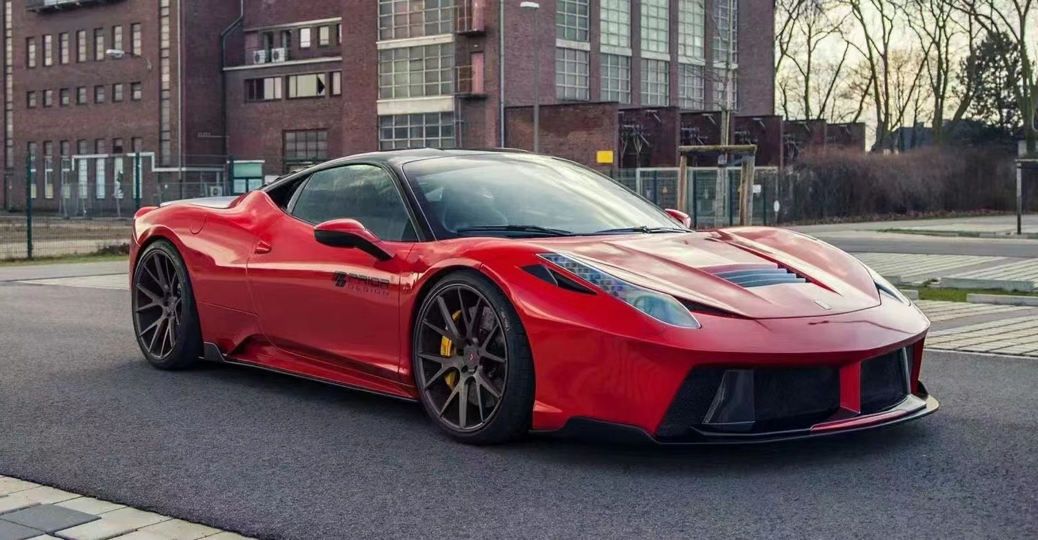 For Ferrari 458 Carbon Fiber Body Kit 458 Upgraded PD Style Front and Rear Bumper Spoiler Hood Body Kit