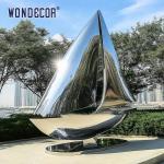 Ocean themed art decoration sculpture mirror stainless steel sailboat sculpture