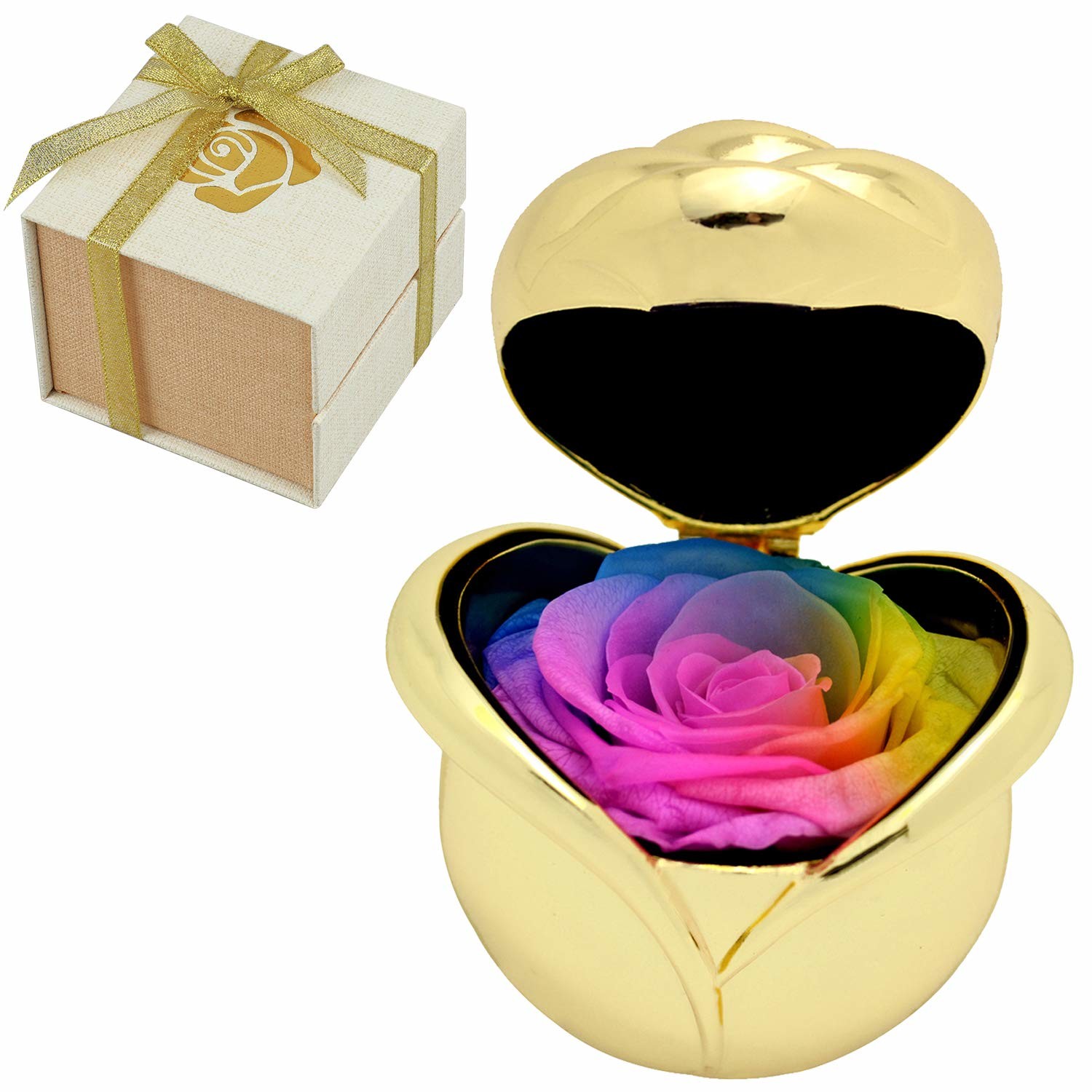 Preserved rose flower rose ring box ring boxes jewellery metal rose ring box wedding