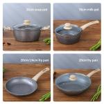8Pcs Maifan Stone Nonstick Aluminium Cooking Pot Set Grey Color