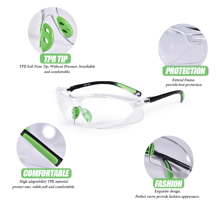 ANSI Z87 Safety Glasses Goggles Anti UV Scratch Resistant Safety Glasses TPR Nose Tip