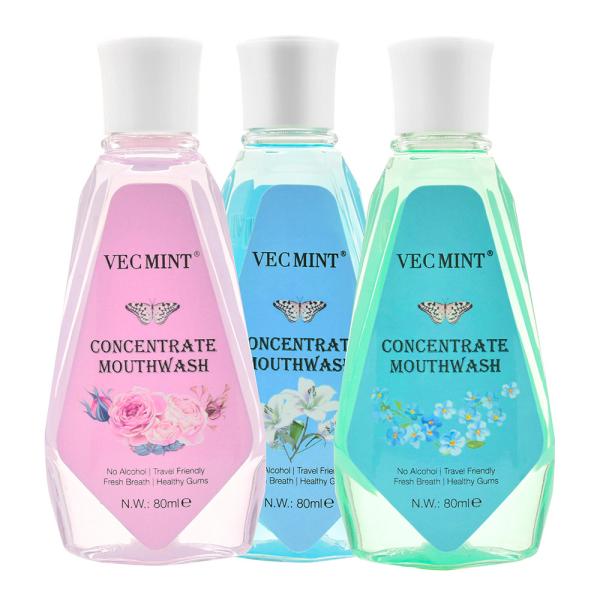 VECMINT Alcohol Free 80ml Floral Flavors Antibacterial Concentrated Mouth Wash