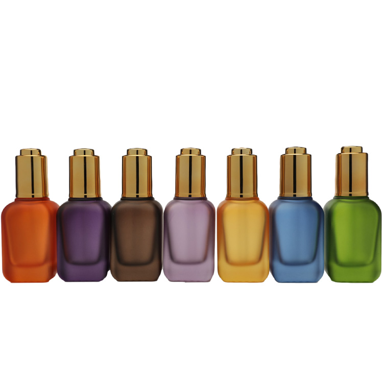 Frosted 70-120g Serum Dropper Bottles 50ml Square Glass Bottles