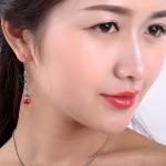 Antique Thai Silver Jewelry Sterling Silver Red Garnet Marcasite Drop Dangle