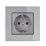 Power Socket,16A EU Standard Electrical Outlet 86mm * 86mm white Crystal Glass