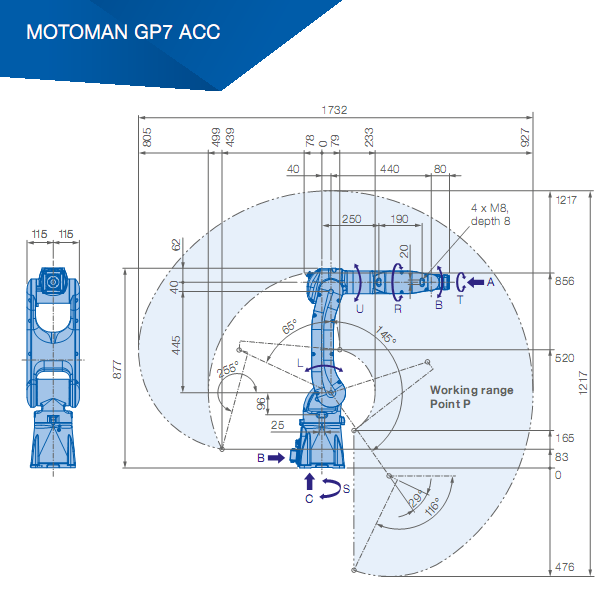 Industrial robot arm YASKAWA GP7 ACC for pick and place in corrosive Environments 7kg Payload 927mm Arm robots