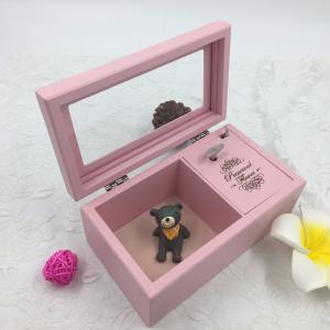 Quality Romantic Lovely Wooden Musical Jewellery Box , Pink Wooden Jewelry Box With Lock And Key wholesale