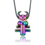 Floral Designs Sheep Shape Cast Pendant Square Pearl Box Chain Necklaces for Men