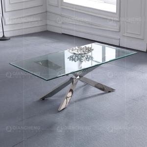 Quality 0.25CBM Modern Sofa Center Table 12mm Stainless Steel Coffee Table With Glass Top wholesale