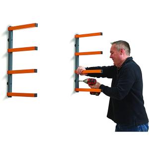 Quality Wall Mount Wood Organizer Lumber Storage Metal Rack with 4-Level for Indoor and Outdoor Use wholesale