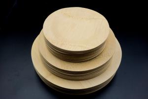 Quality 9 Inch Bamboo Wooden Plates Kitchen Untensils Natural Round wholesale