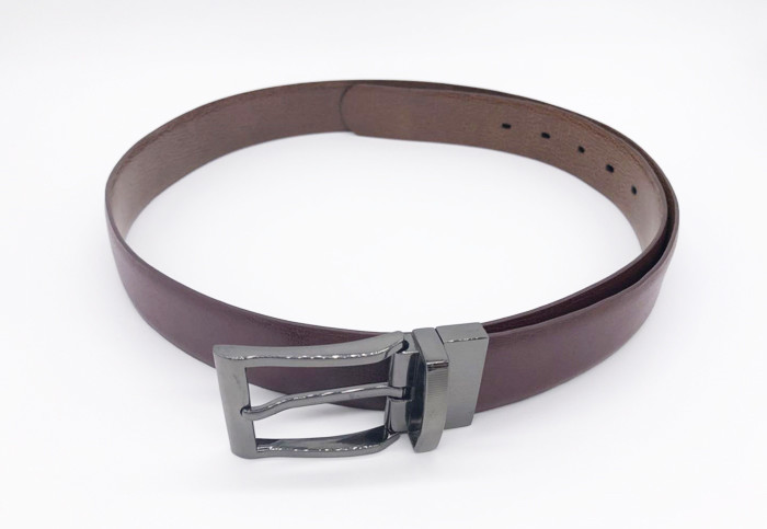Genuine Leather Mens Reversible Belt 3.3cm Width With Vintage Hardware