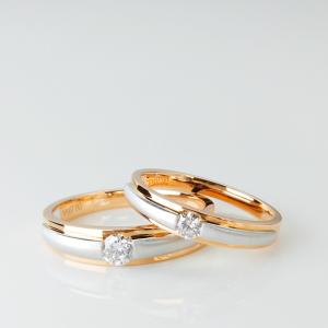 Quality Red White Matte Glossy 0.105ct White Gold Couple Wedding Ring wholesale