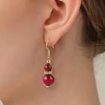 10mm Gemstone Beaded Hanging Quartz Crystal Earrings OEM ODM