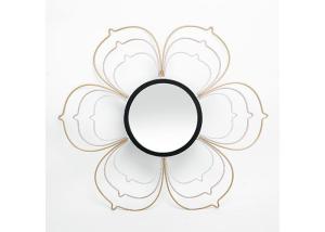 Quality Black Silver Gold Metal Floral Frame Decorative Wall Mirror Small Size For Wall Decoration wholesale