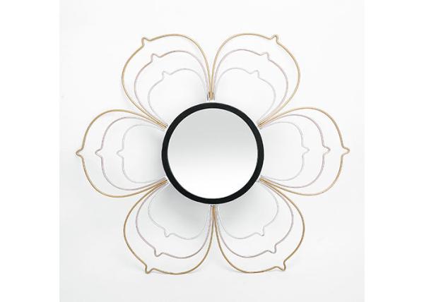 Black Silver Gold Metal Floral Frame Decorative Wall Mirror Small Size For Wall
