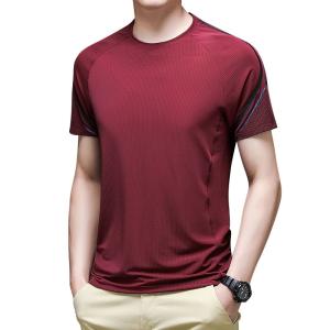 Quality Summer Ice Silk Breathable Solid Color Loose Quick Drying Sport T Shirt Men wholesale