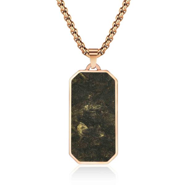 Gold Jewelry Forged Carbon Fiber Pendant Mens Link Chain Necklace For Anniversar