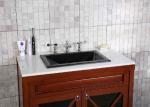 Black Granite Countertops Single Sink Polished Treatment CNC Engraved