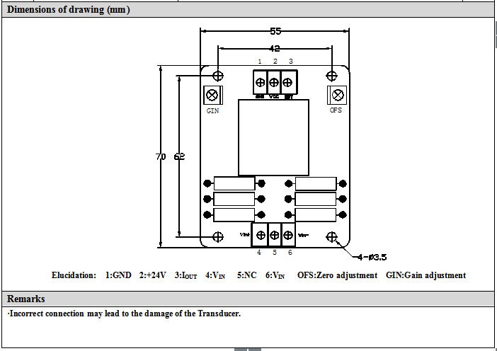 PCB Mount Hall Effect Voltage Transducer 4-20mA Output A-VSM800DAT