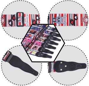Quality 5Cm Width Leather Head Polyester Custom Printed Guitar Straps Accessories For Guitar Decoration wholesale